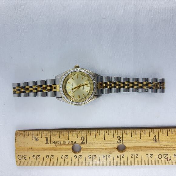 Pierre Cardin Diamond PCD4182TC Two Tone Quartz Analog Ladies Watch Sz. 7" - Picture 1 of 3